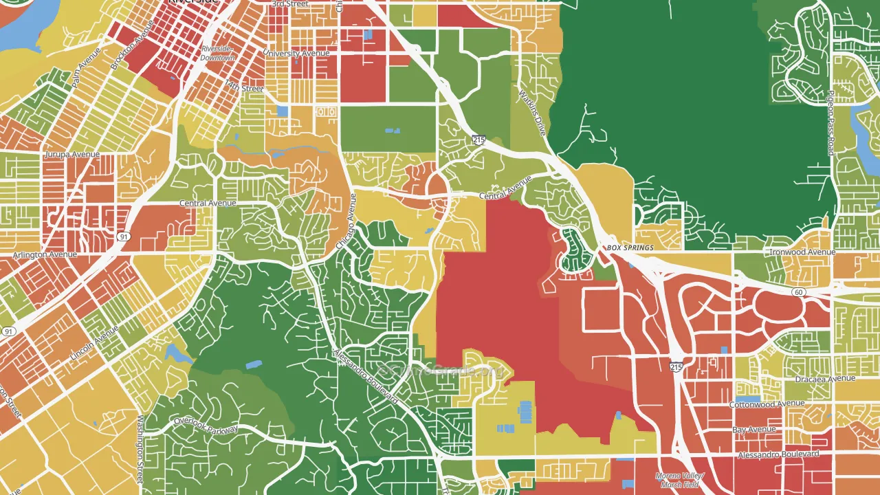 Canyon Crest, Riverside, CA Map of Assault Rates