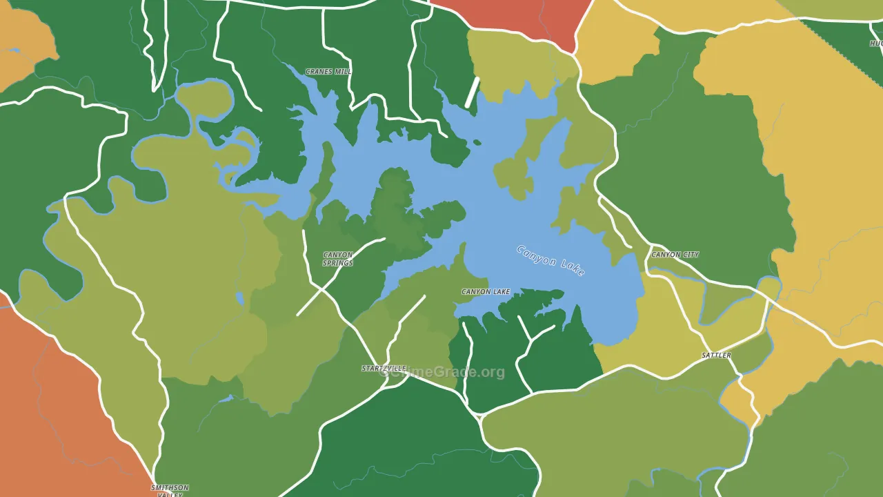 Canyon Lake, TX Map of Assault Rates