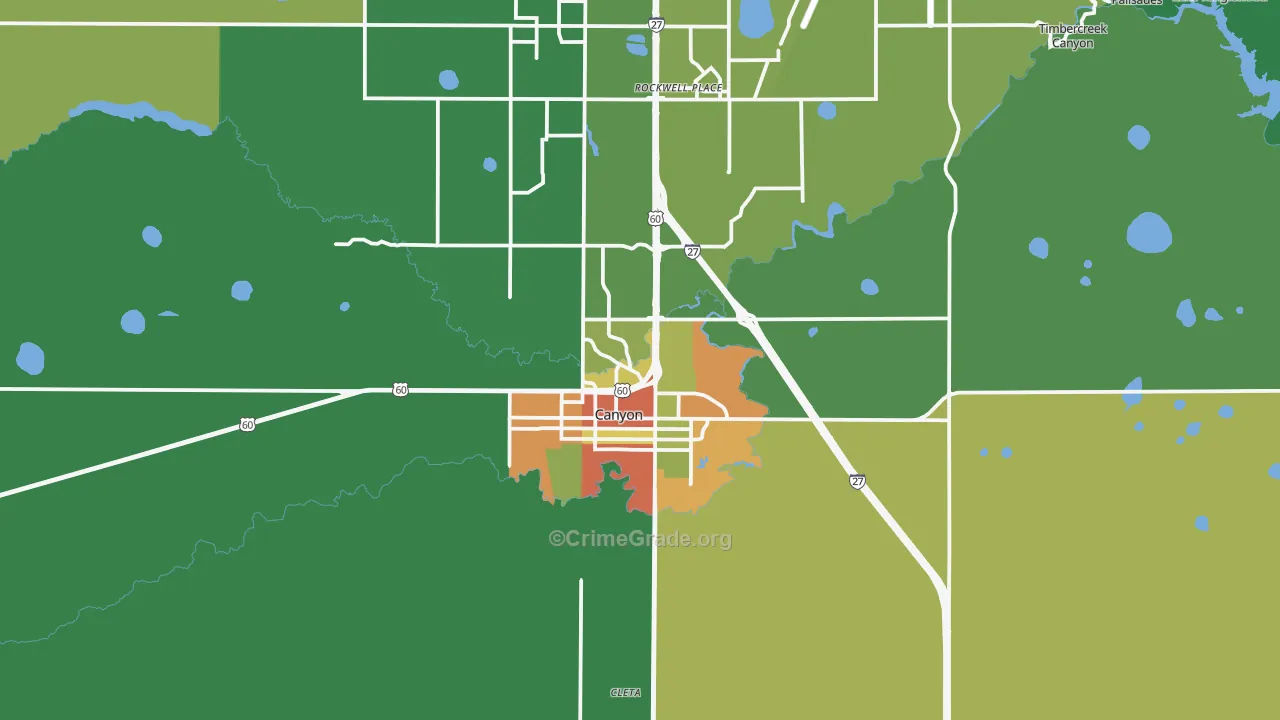 Canyon, TX Map of Assault Rates