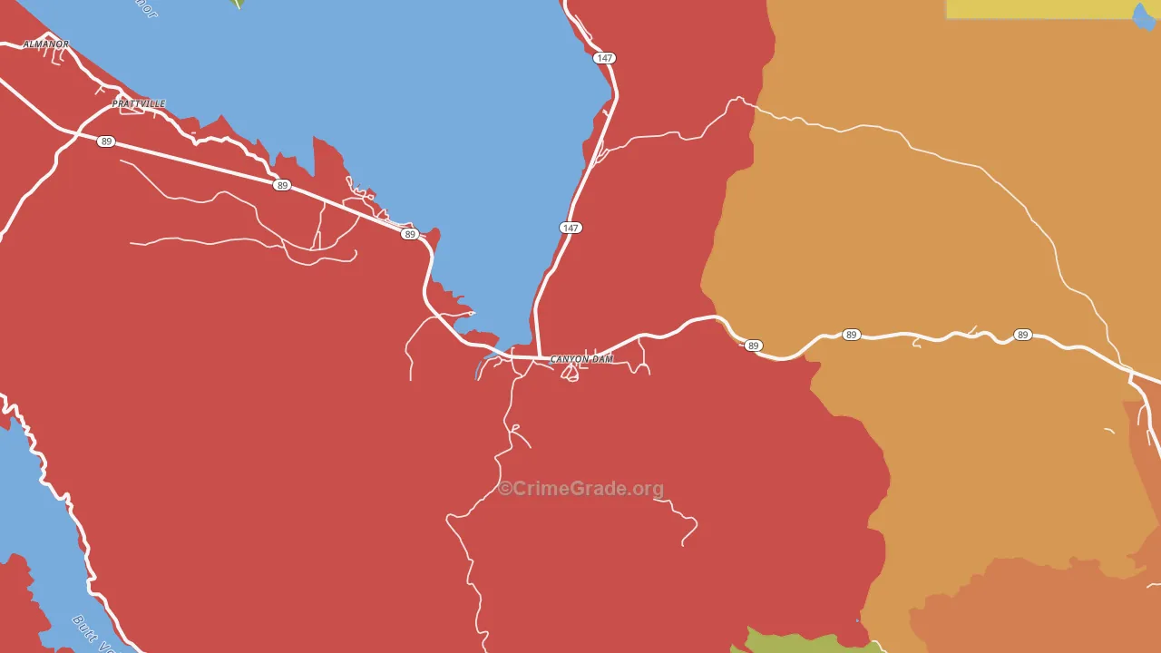 Canyondam, CA Map of Assault Rates