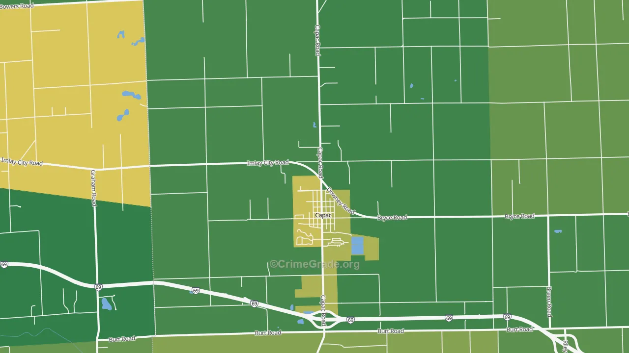 Capac, MI Map of Assault Rates