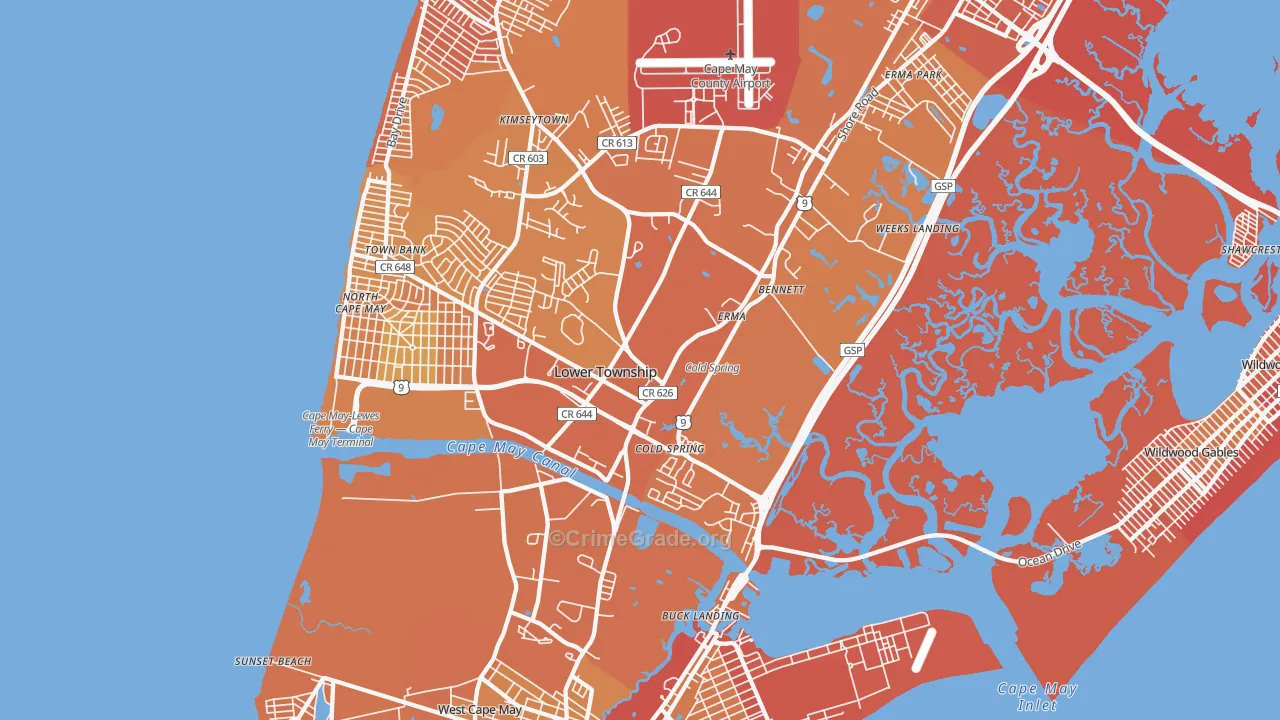 Cape May, NJ Map of Assault Rates