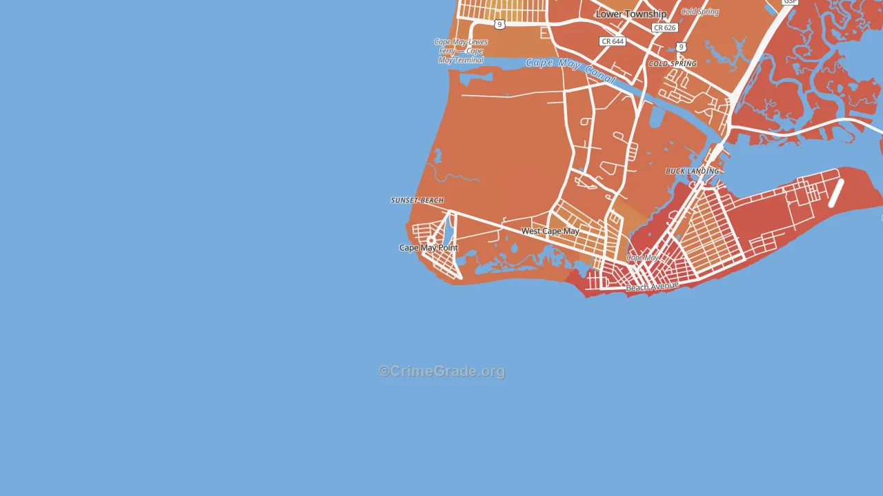 Cape May Point, NJ Map of Assault Rates