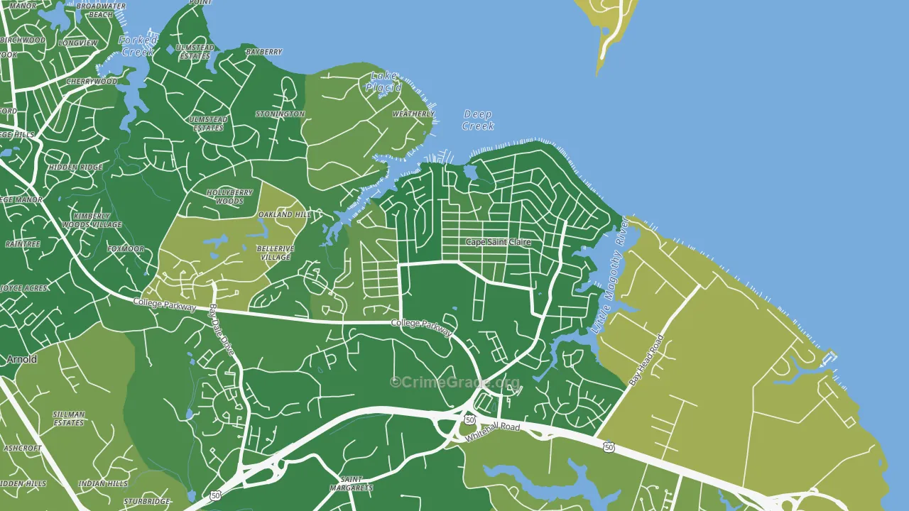 Cape St. Claire, MD Map of Assault Rates