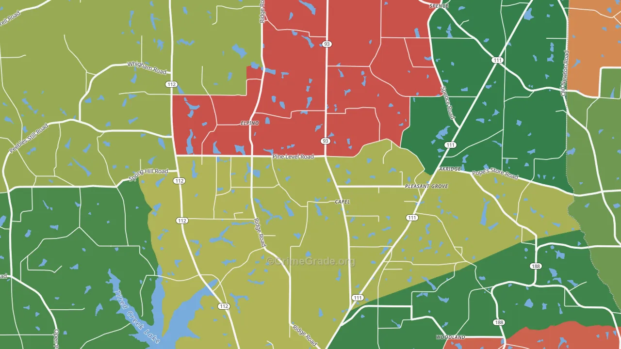 Capel, GA Map of Assault Rates