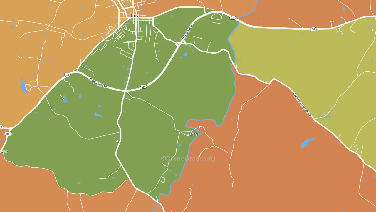 Capelsie, NC Map of Assault Rates