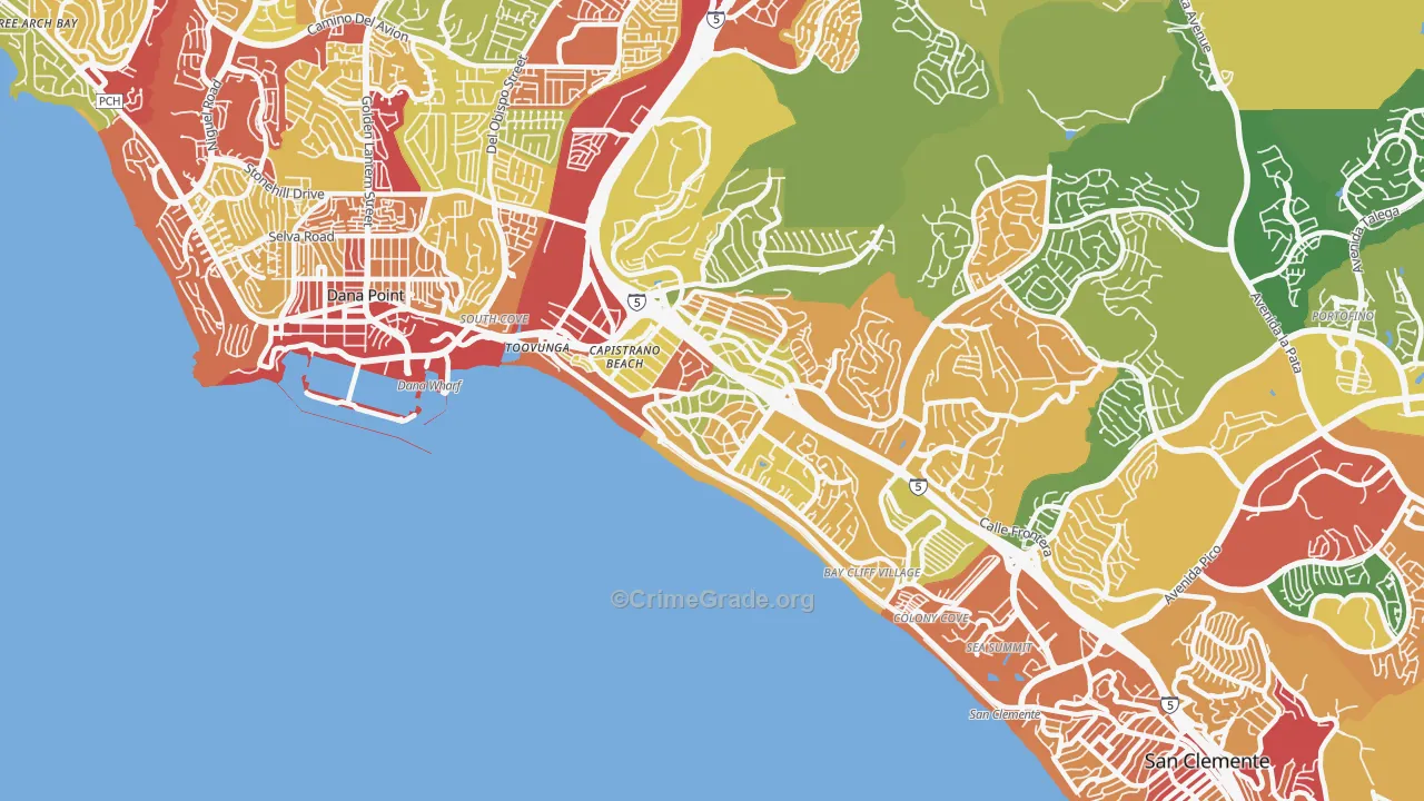 Capistrano Beach, CA Map of Assault Rates