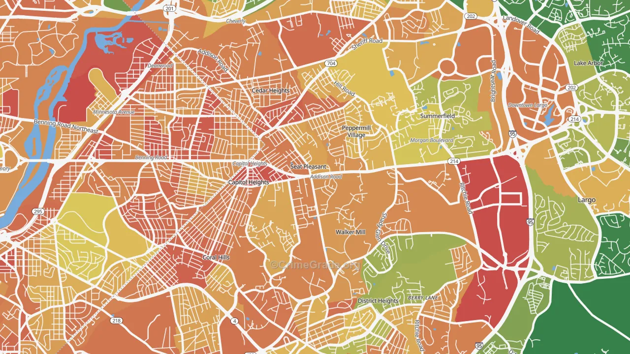 Capitol Heights, MD Map of Assault Rates
