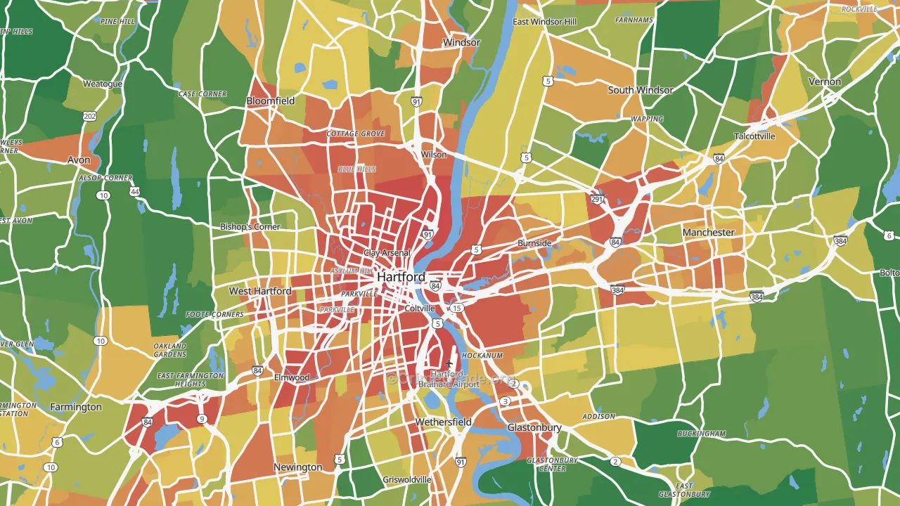 Capitol Planning Region, CT Map of Assault Rates