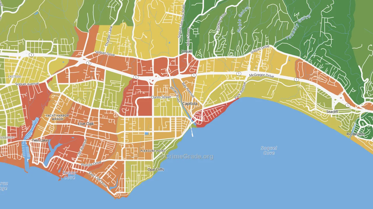 Capitola, CA Map of Assault Rates