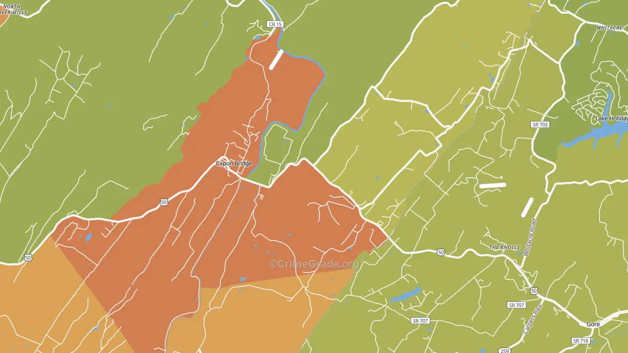 Capon Bridge, WV Map of Assault Rates