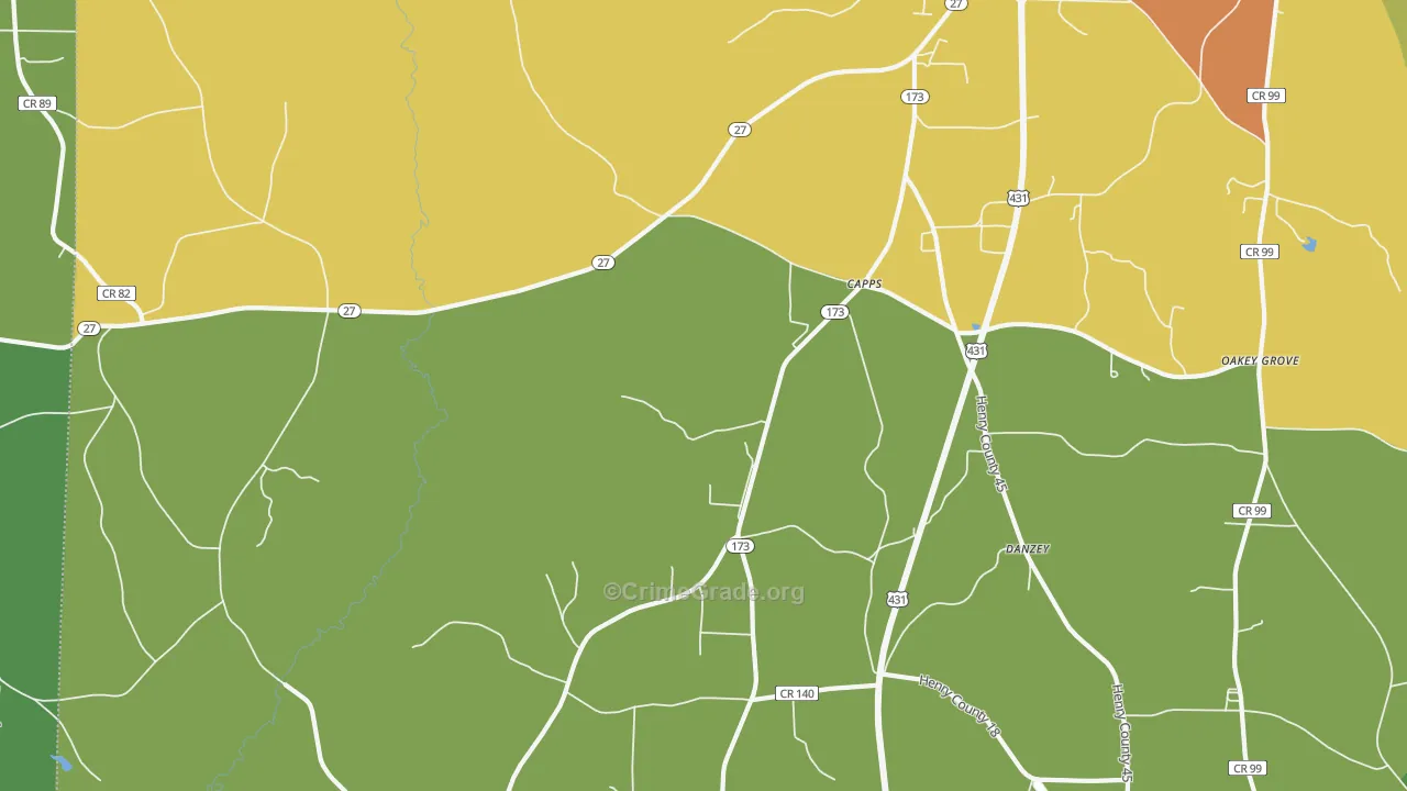 Capps, AL Map of Assault Rates