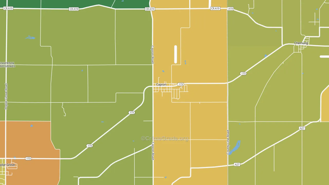Capron, IL Map of Assault Rates