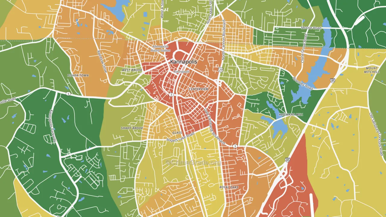 Car Town, Kannapolis, NC Map of Assault Rates