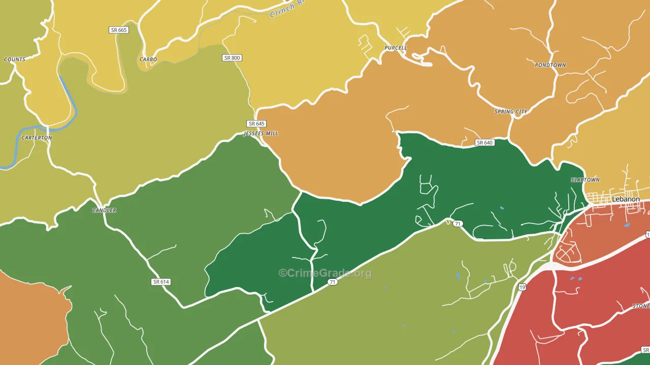 Carbo, VA Map of Assault Rates