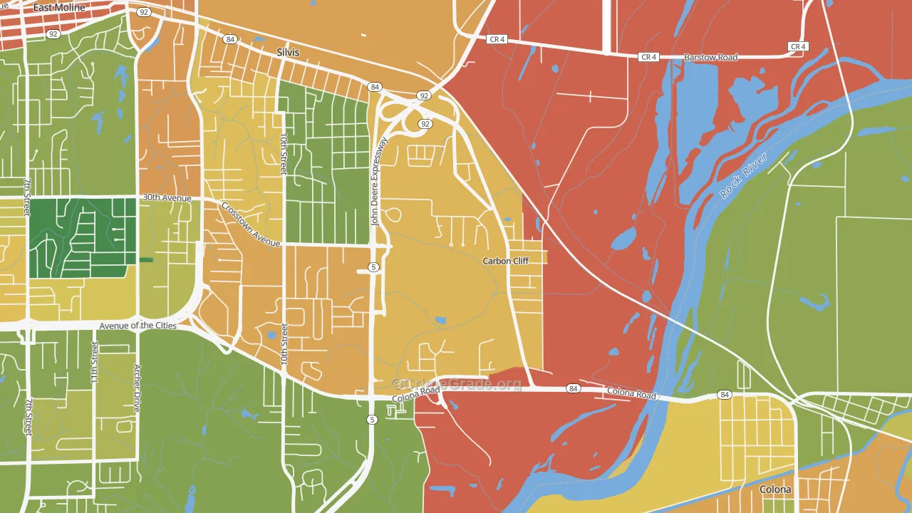 Carbon Cliff, IL Map of Assault Rates