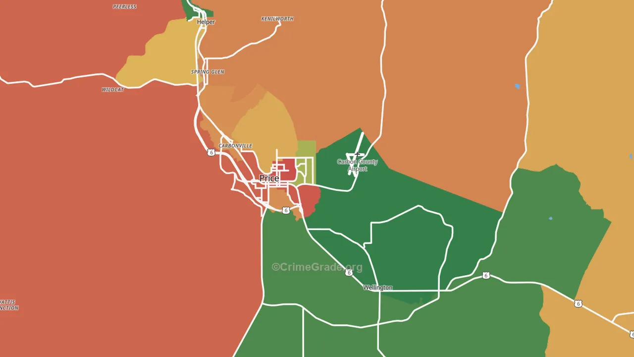 Carbon County, UT Map of Assault Rates