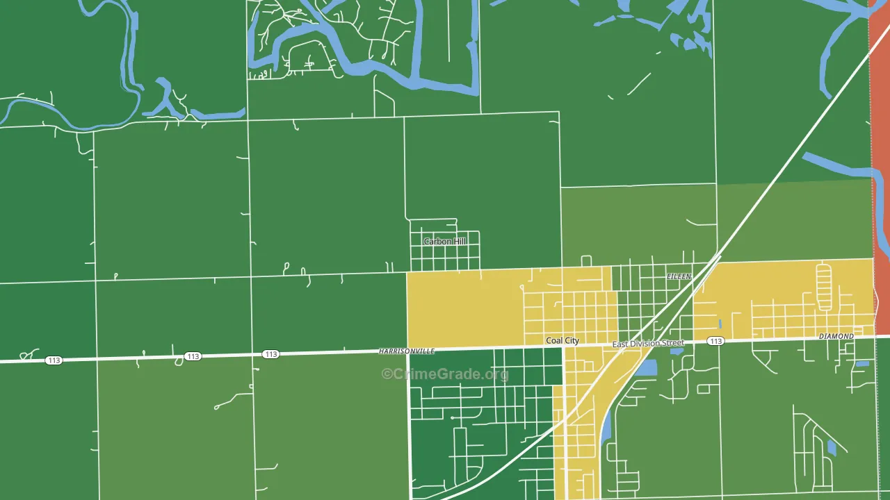 Carbon Hill, IL Map of Assault Rates