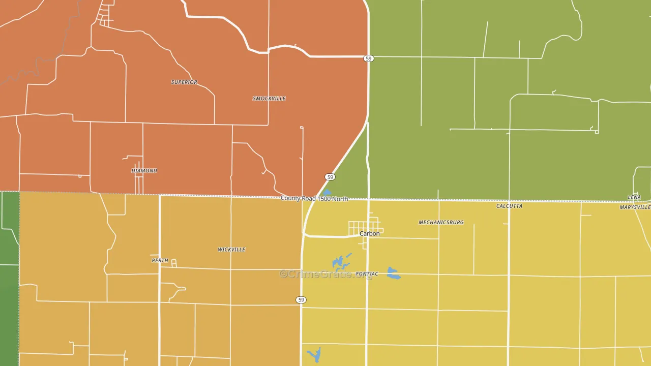 Carbon, IN Map of Assault Rates