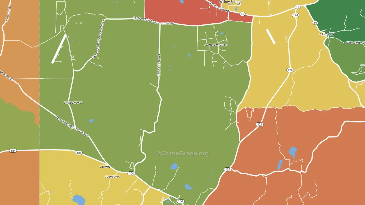Carbondale, CA Map of Assault Rates