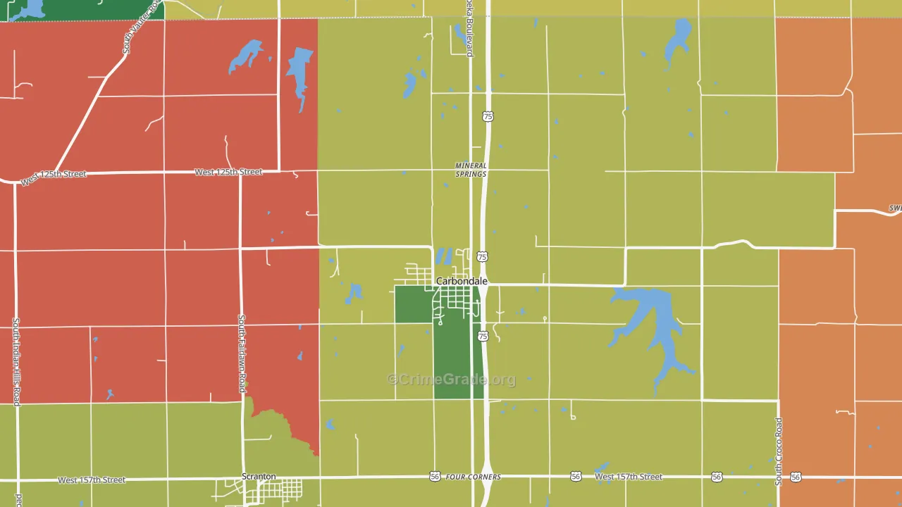 Carbondale, KS Map of Assault Rates