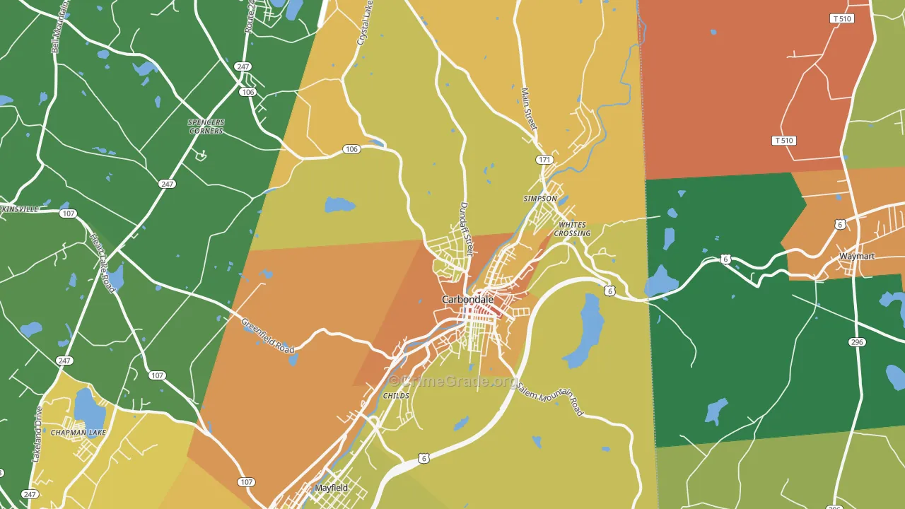 Carbondale, PA Map of Assault Rates