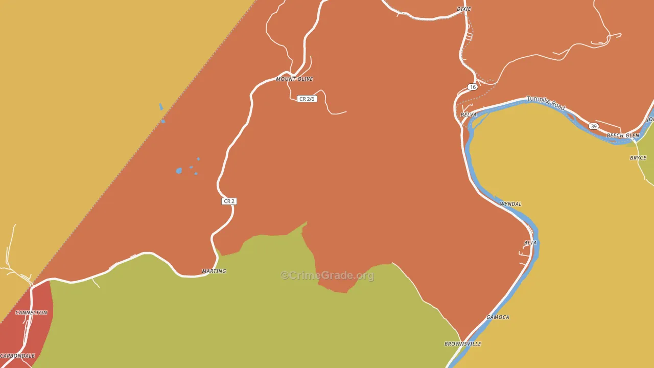 Carbondale, WV Map of Assault Rates