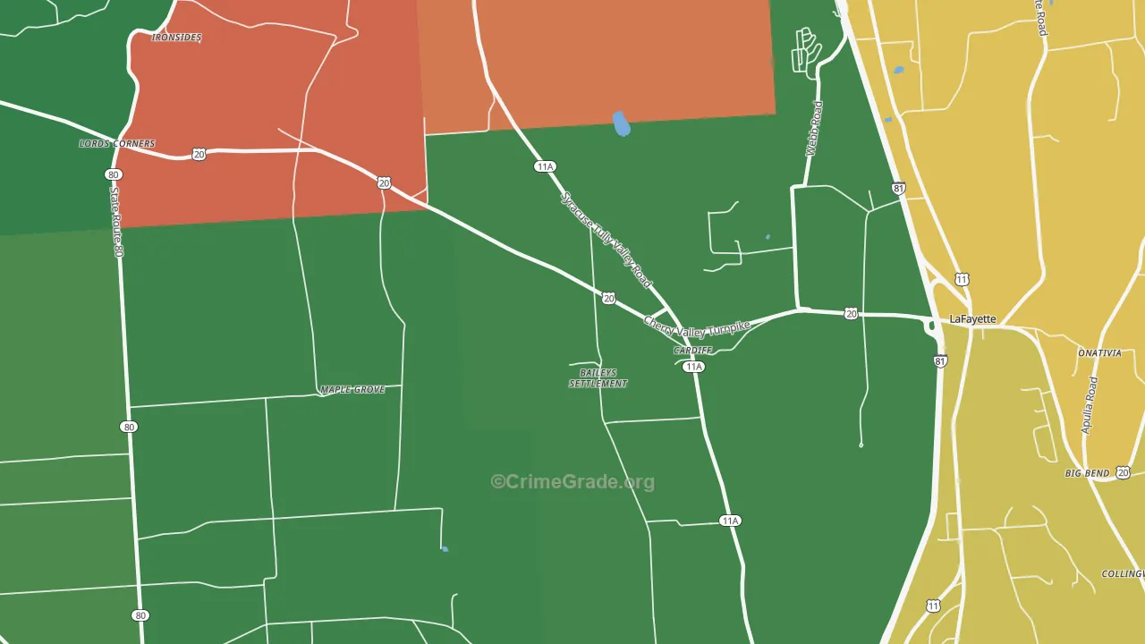 Cardiff, NY Map of Assault Rates