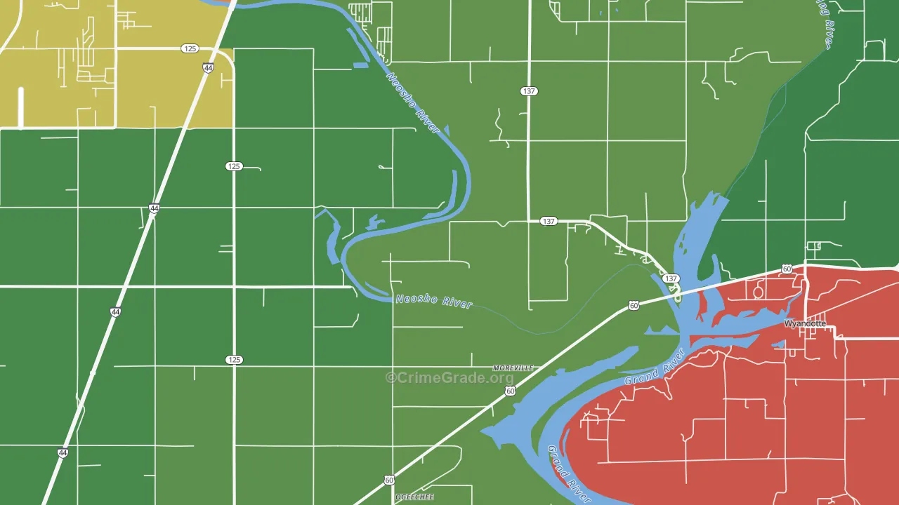 Cardin, OK Map of Assault Rates