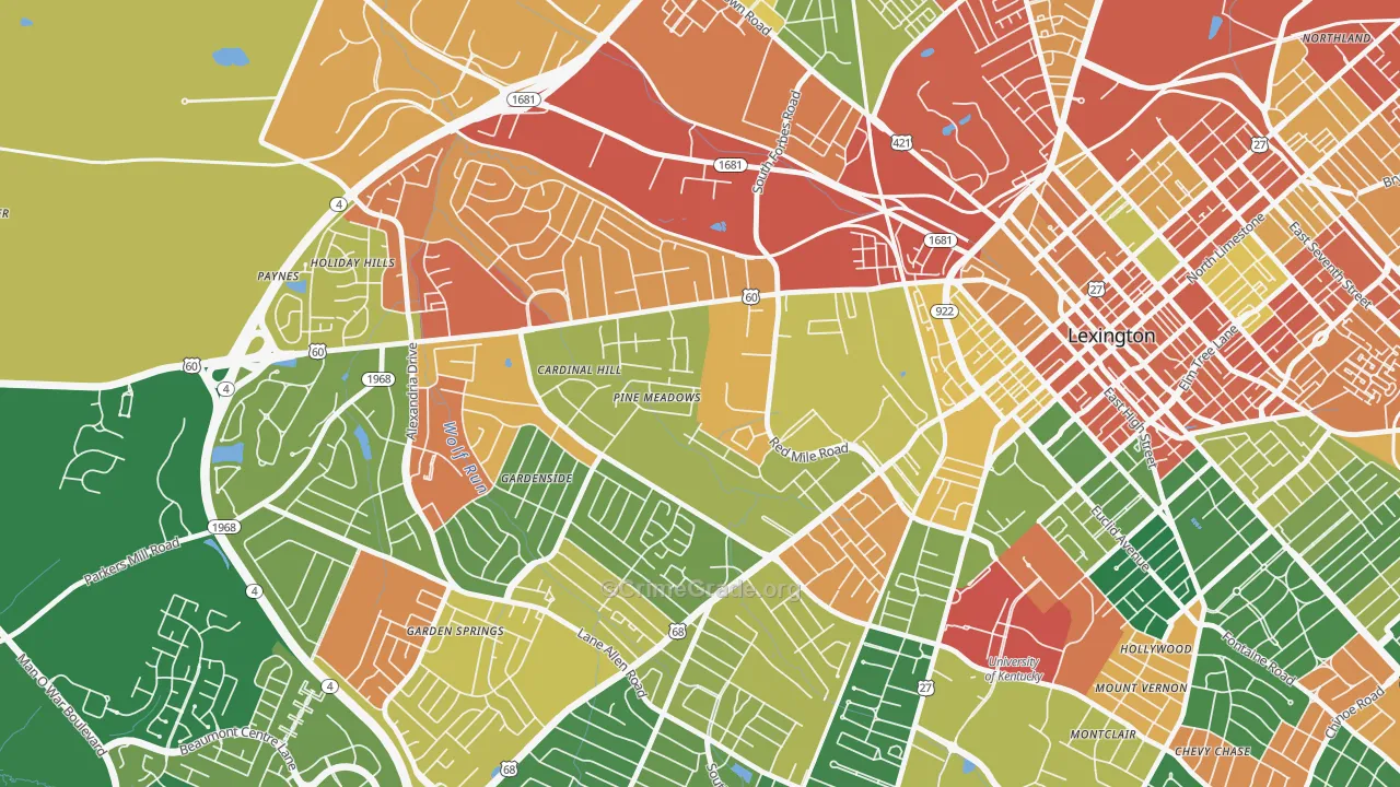 Cardinal Hill-Pine Meadow, Lexington, KY Map of Assault Rates