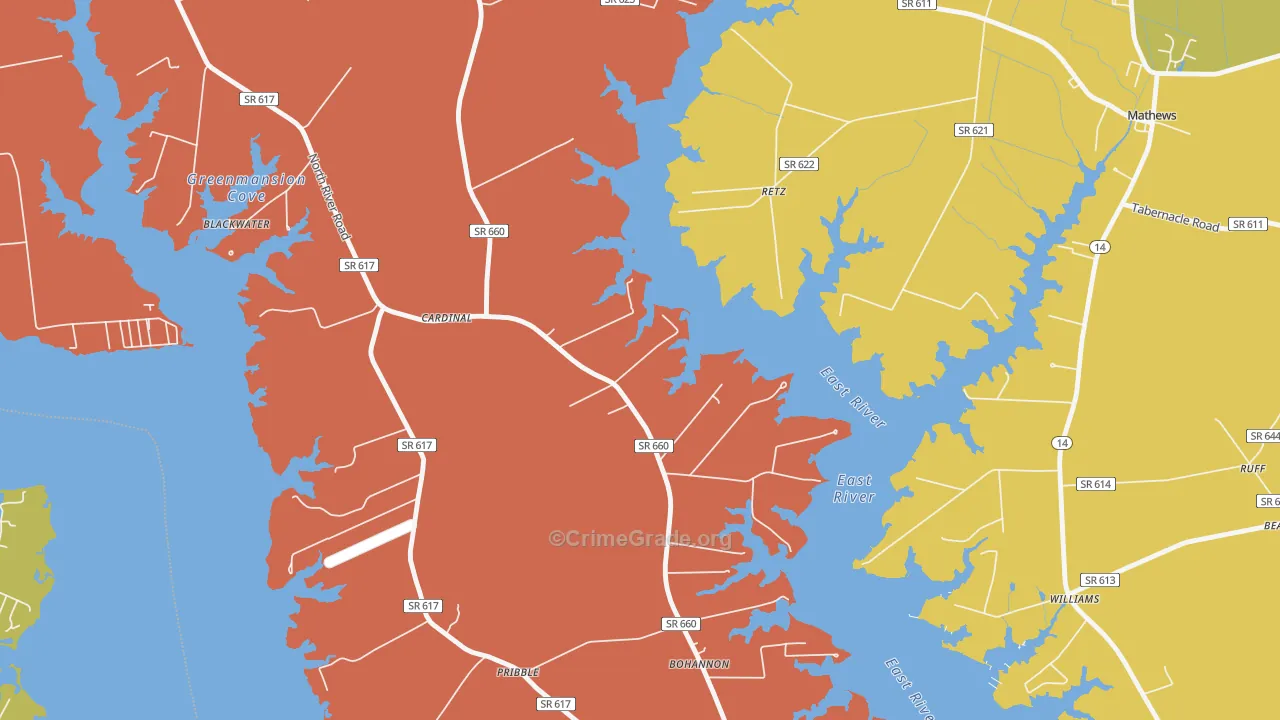 Cardinal, VA Map of Assault Rates
