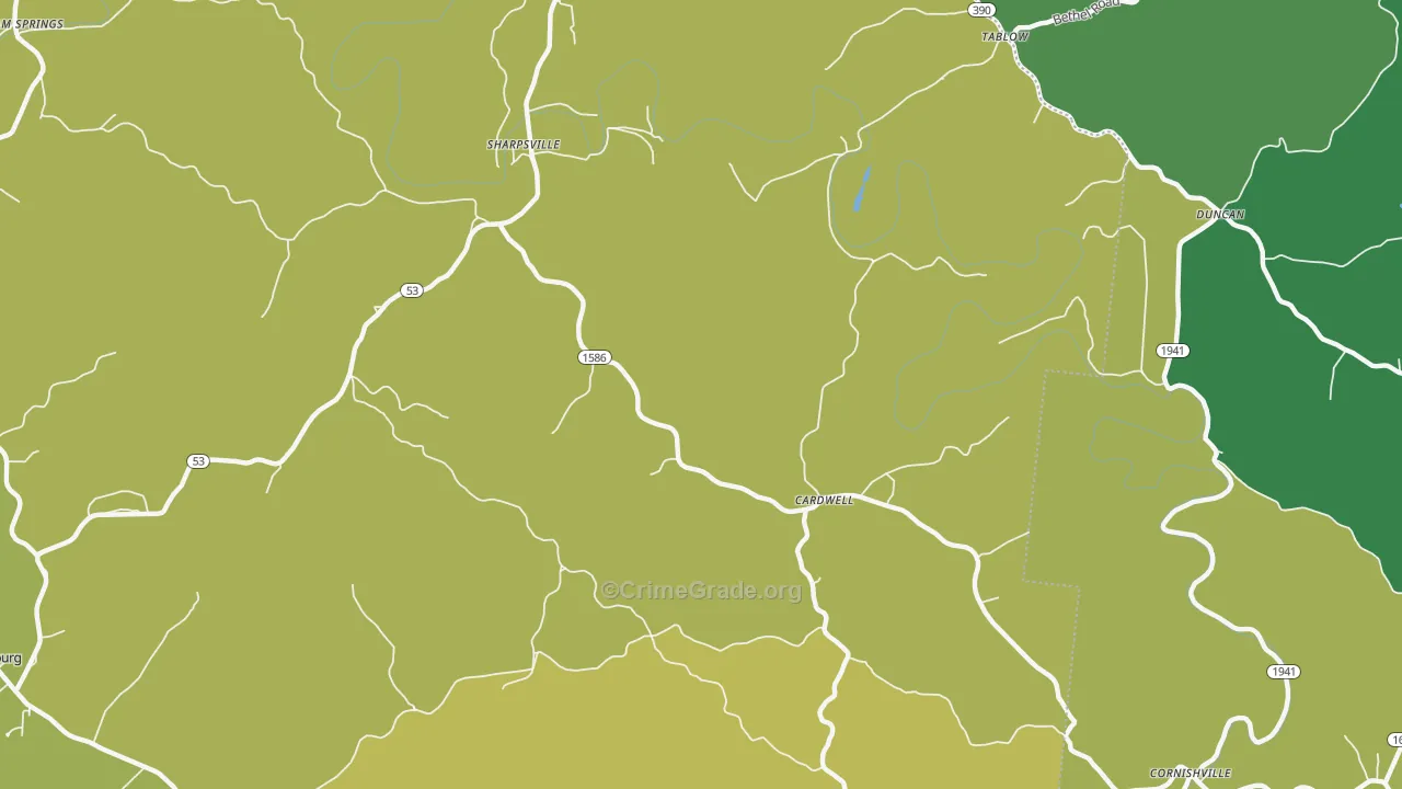 Cardwell, KY Map of Assault Rates