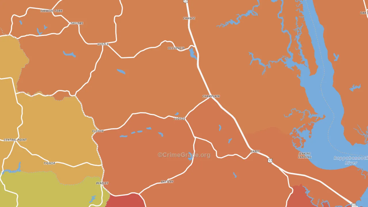 Caret, VA Map of Assault Rates