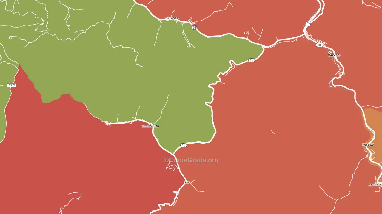 Caretta, WV Map of Assault Rates