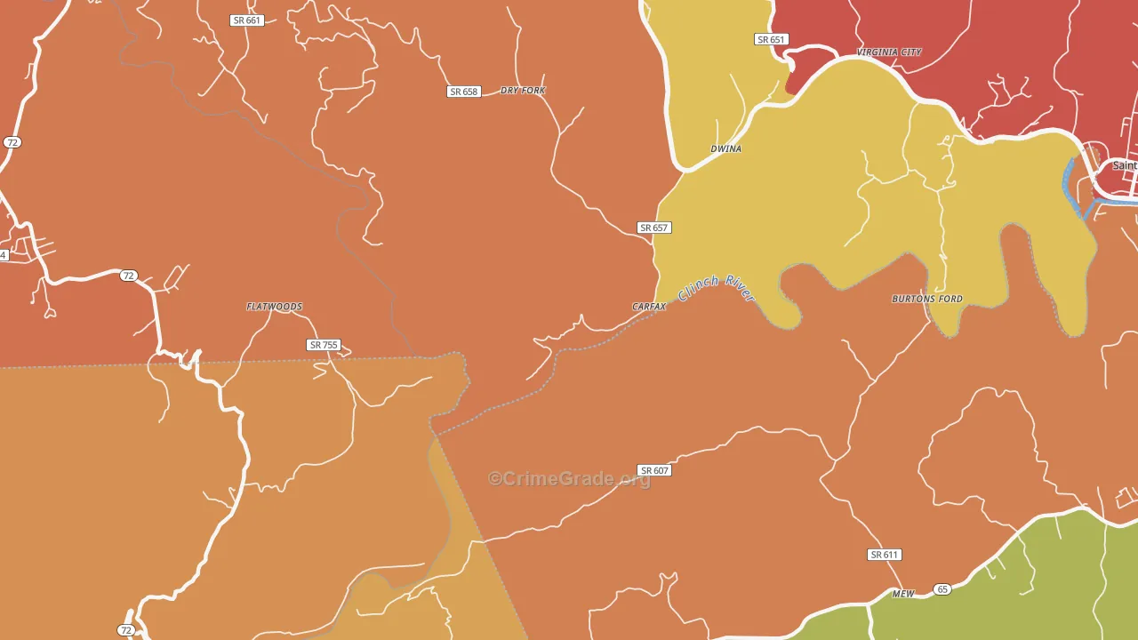 Carfax, VA Map of Assault Rates
