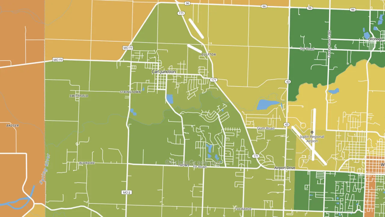 Carl Junction, MO Map of Assault Rates