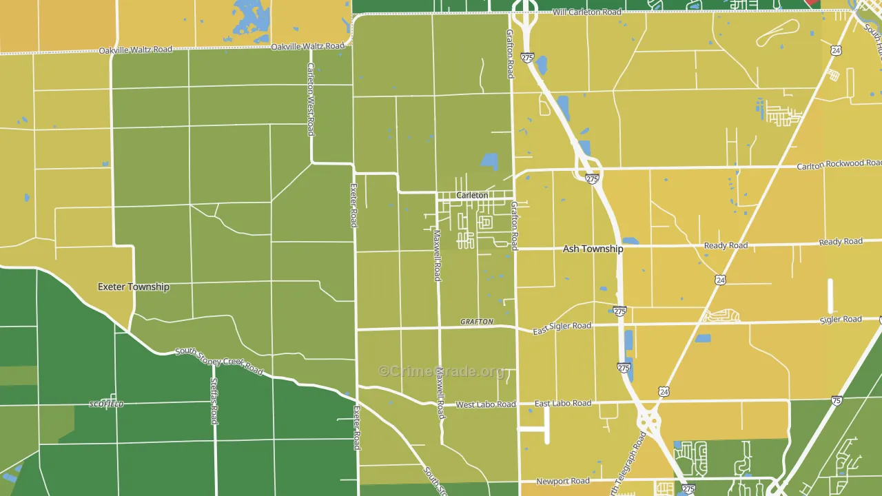 Carleton, MI Map of Assault Rates