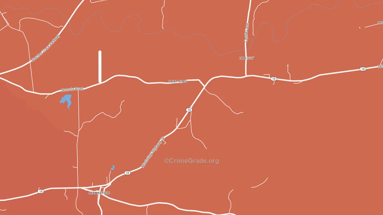 Carlisle, MS Map of Assault Rates