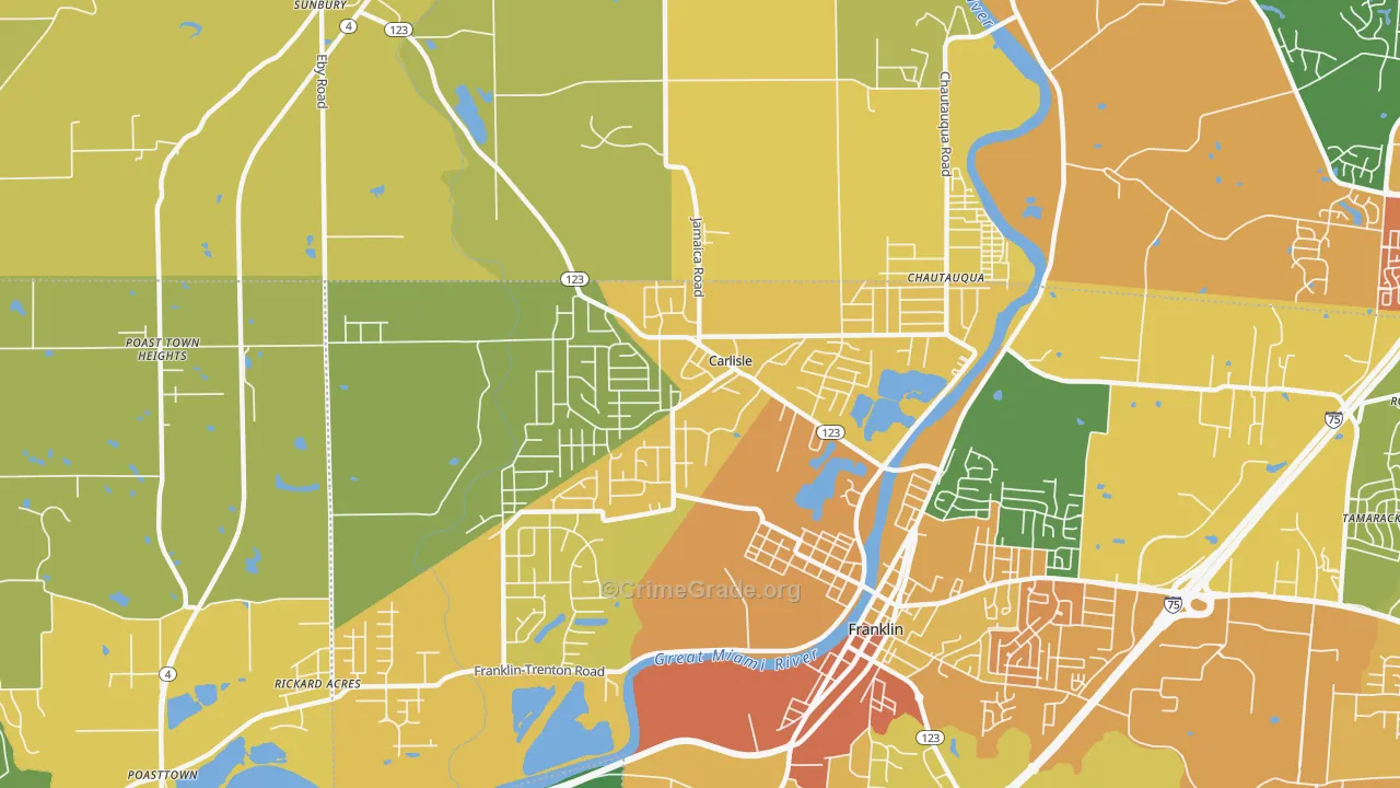 Carlisle, OH Map of Assault Rates