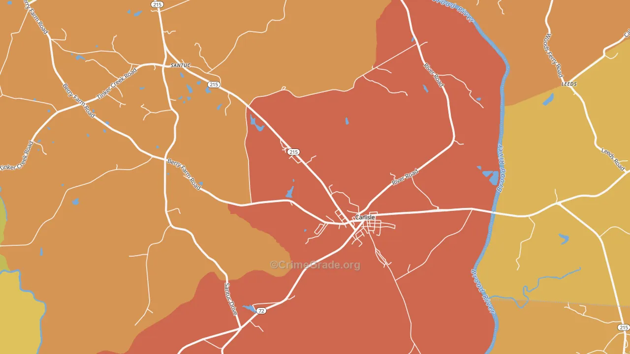 Carlisle, SC Map of Assault Rates