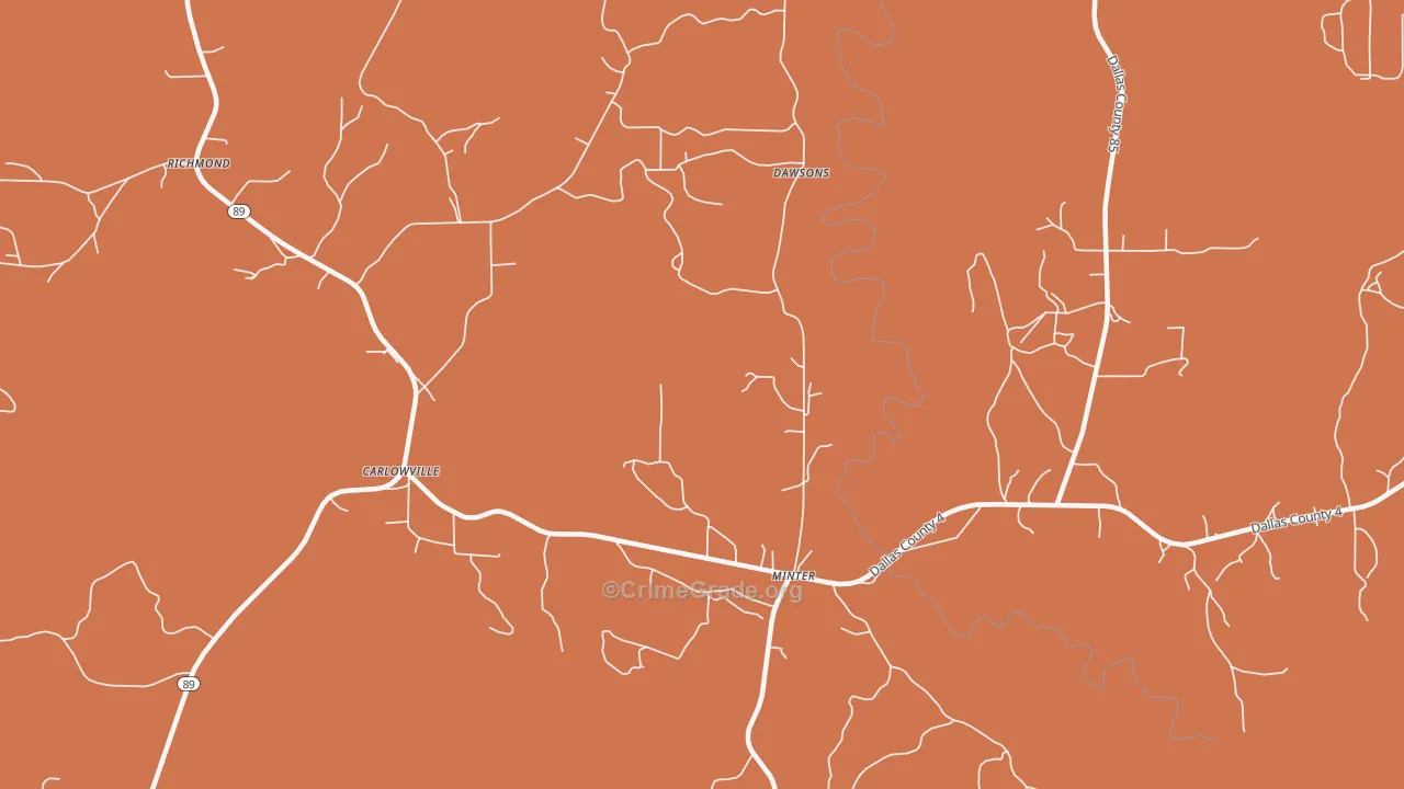 Carlowville, AL Map of Assault Rates