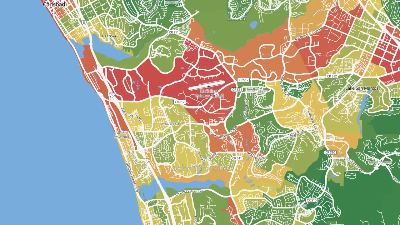 Carlsbad, CA Map of Assault Rates