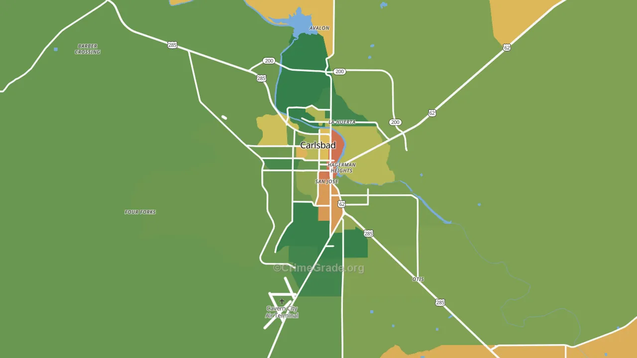 Carlsbad, NM Map of Assault Rates