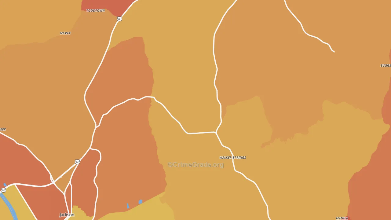 Carlton, AL Map of Assault Rates