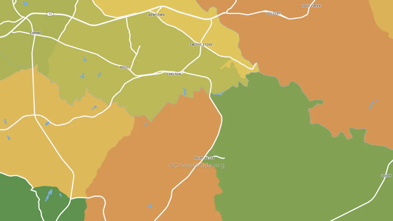 Carlton, GA Map of Assault Rates