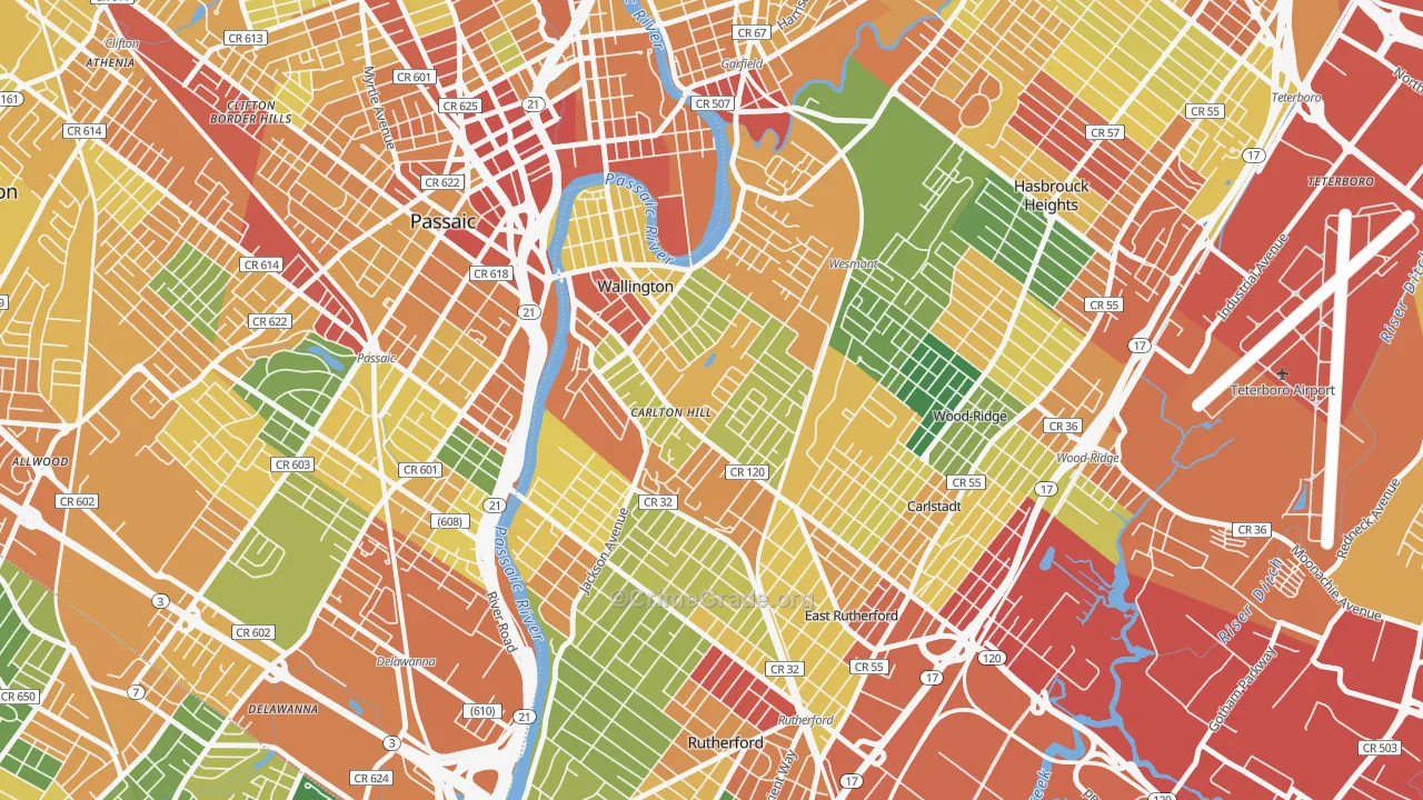 Carlton Hill, Wallington, NJ Map of Assault Rates
