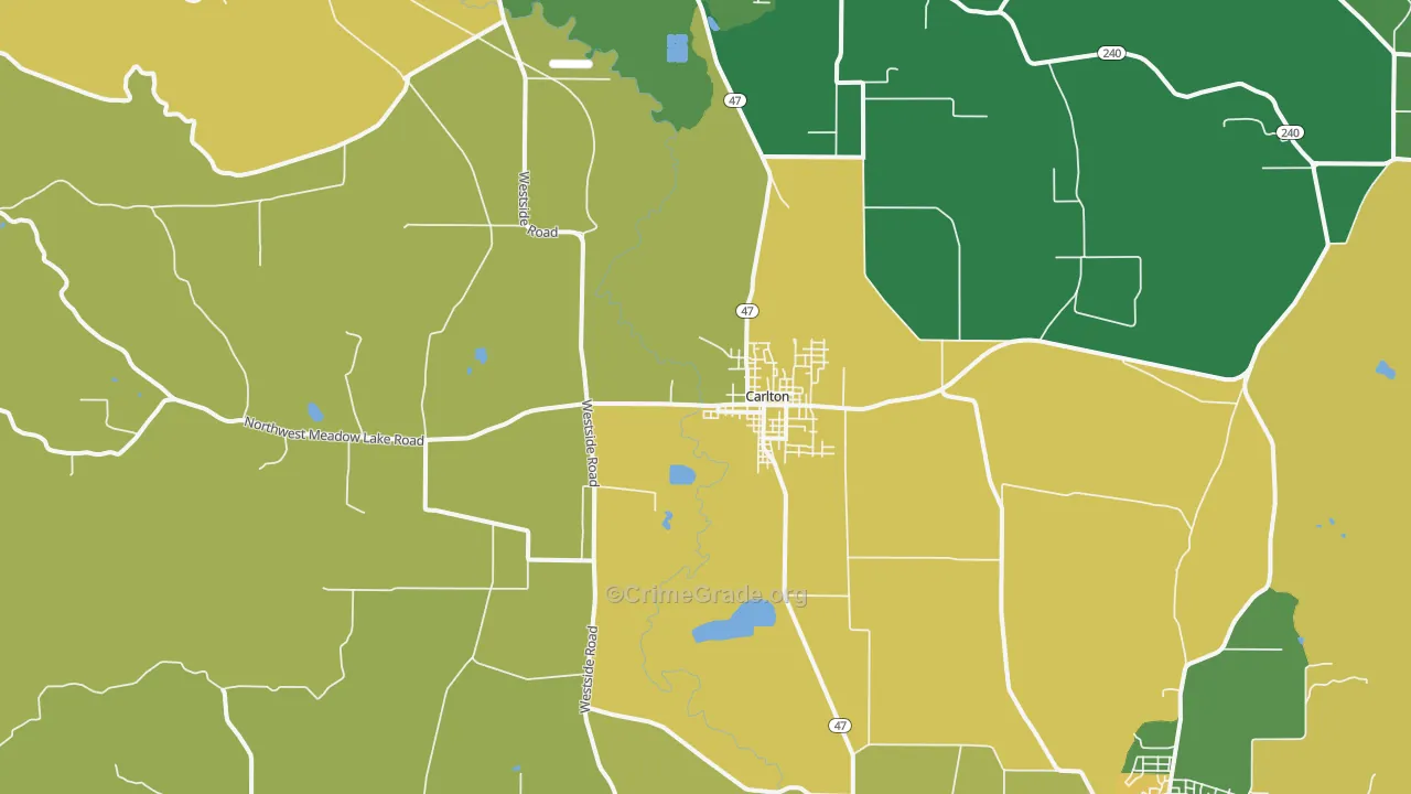 Carlton, OR Map of Assault Rates