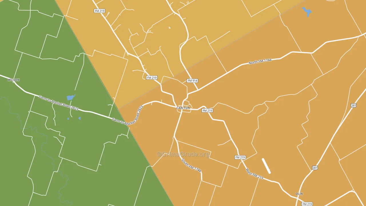 Carlton, TX Map of Assault Rates