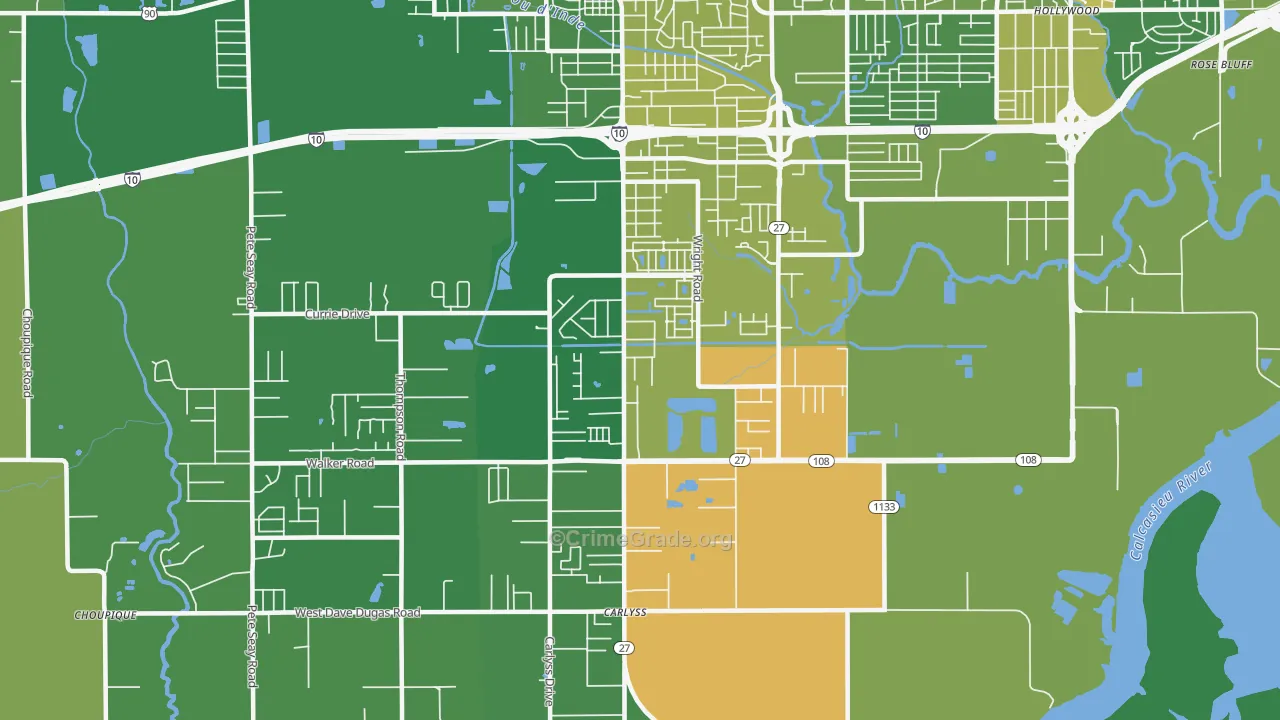Carlyss, LA Map of Assault Rates