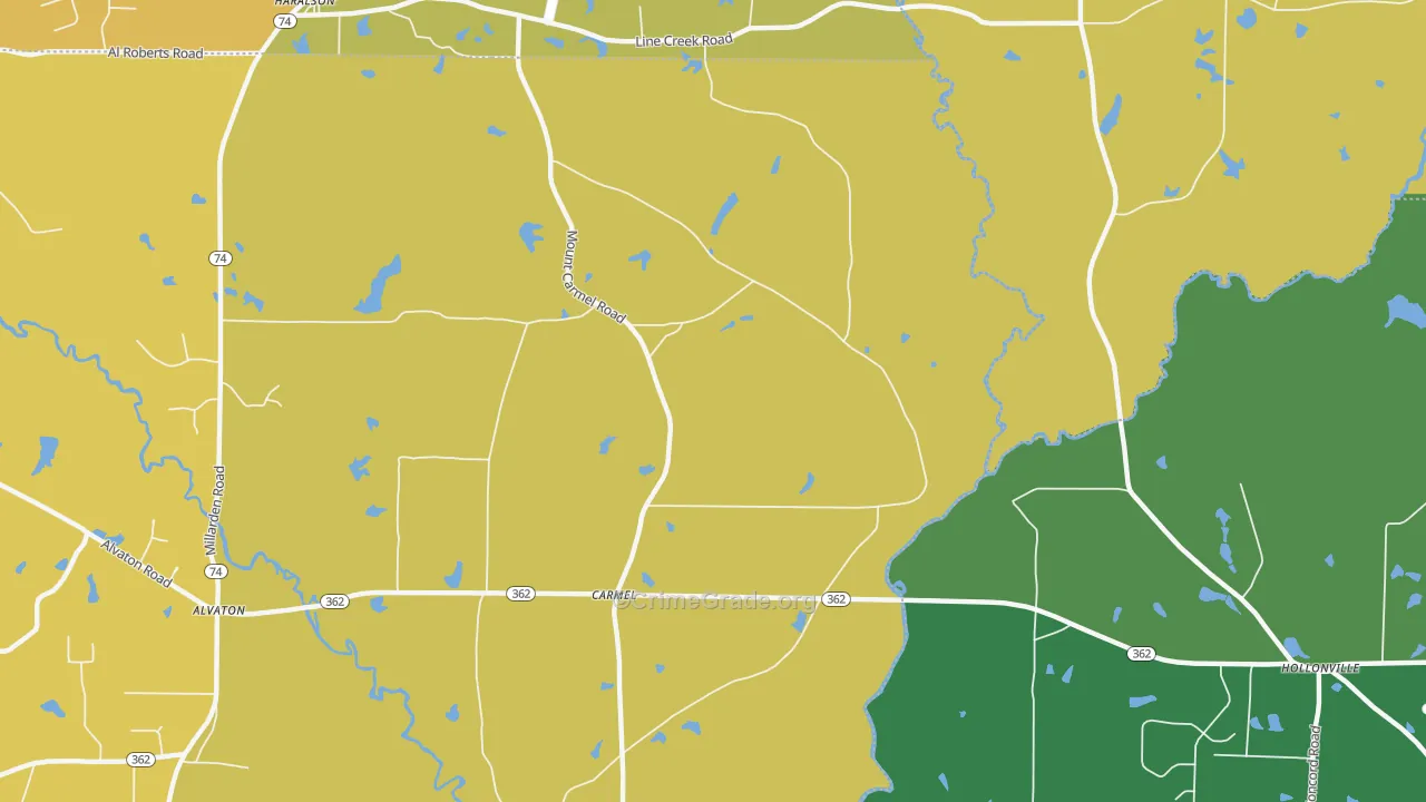 Carmel, GA Map of Assault Rates